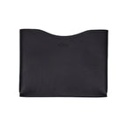 16" Horizontal Laptop Sleeve in Black, front view with curved top opening and logo