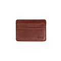 Front Pocket Leather ID Wallet in Chestnut, front view with two stitched card slots and embossed logo