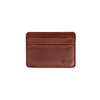 Front Pocket Leather ID Wallet in Chestnut, front view with two stitched card slots and embossed logo