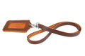 Lanyard & ID Holder in Chestnut, leather lanyard with swivel clip and ID holder with suede back panel