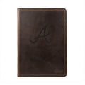 Leather Portfolio - Atlanta Braves in Dark Coffee Brown, front cover with embossed Braves A logo