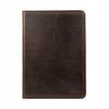 Leather Portfolio - Los Angeles Angels of Anaheim in Dark Coffee Brown, front cover with embossed halo A logo