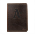 Leather Portfolio - Oakland Athletics in Dark Coffee Brown, front cover with embossed A's logo