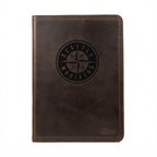Leather Portfolio - Seattle Mariners in Dark Coffee Brown, front cover with embossed compass rose logo