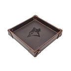 Toronto Blue Jays Leather Valet Tray in Dark Coffee Brown with riveted corners and embossed blue jay head logo