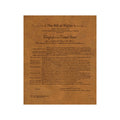 Leather Bill of Rights in tan, full document text printed on a leather panel, front view
