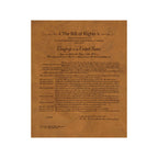Leather Bill of Rights in tan, full document text printed on a leather panel, front view