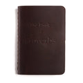 Leather Pocket Bible, Book of Proverbs in dark reddish-brown leather, front cover with embossed title