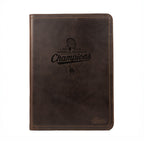 Leather Portfolio - Los Angeles Dodgers World Series Champions in Dark Coffee Brown, closed front engraved with champions logo