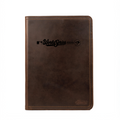 Leather Journal Cover - Toronto Blue Jays World Series in Dark Coffee Brown, closed front printed with World Series 2025 logo