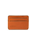 Silverback Front Pocket Leather ID Wallet in English Tan, front view with two card slots and embossed logo