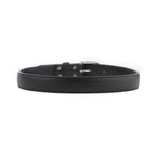 Leather Tow Belt in Black, buckled back view showing the stitched strap and screw posts