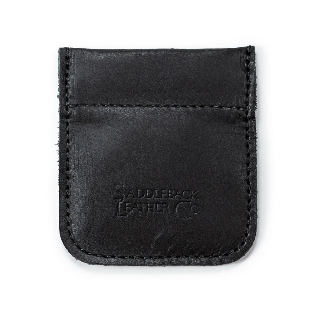 Bear Trap Leather Coin Purse in Black, front view with embossed Saddleback Leather Co. logo