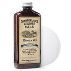 Chamberlain's Water Protectant No. 3 leather protector, 12 oz bottle with an applicator pad behind it