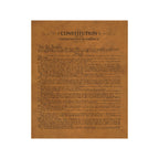 Leather Constitution of the United States, tan leather first page with title and We the People preamble
