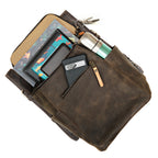 All in One Backpack Medium in Black, packed with a tablet, phone, water bottle and keys