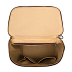 All in One Backpack Medium in Chestnut, open top view of empty lined interior with slip pockets