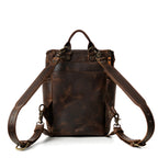 All in One Backpack Medium in Dark Coffee Brown, back view showing adjustable shoulder straps and clips