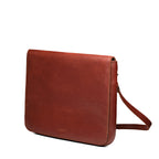 Magnetic Fold Over Bag Large in Chestnut, angled front view with fold-over flap and shoulder strap