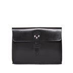 Silverback Document Holder in Black, front view with flap and riveted tab closure