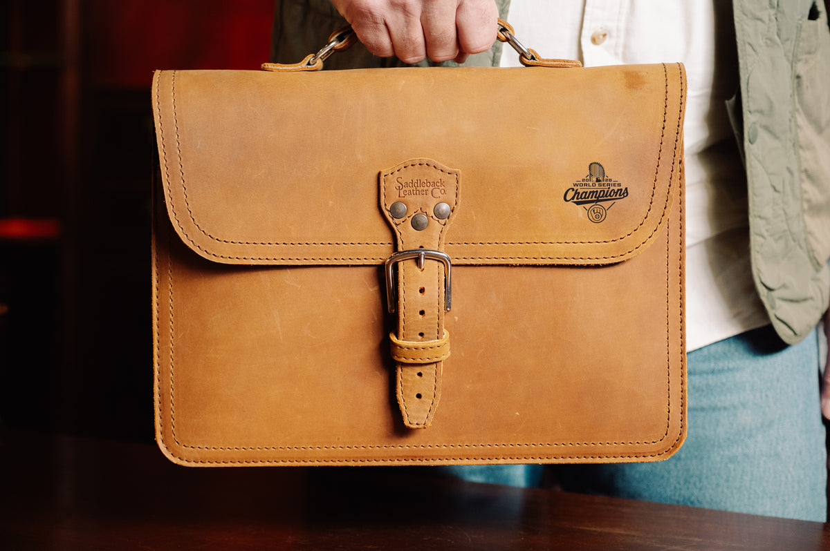 Fourteener Thin Leather Briefcase - Milwaukee Brewers World Series