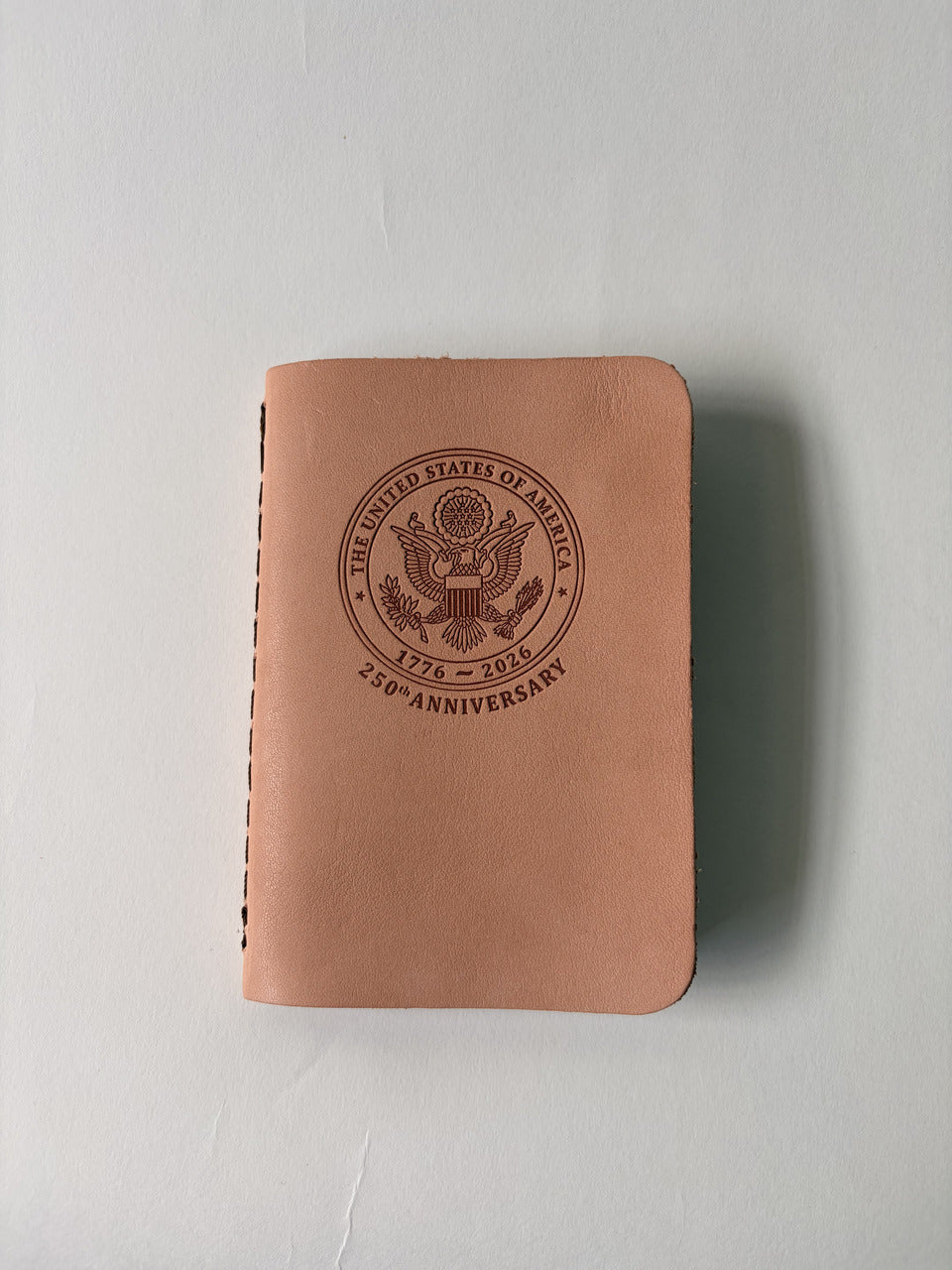 Leather Pocket Notebook Set 250th Limited Edition, notebook cover with 1776 to 2026 anniversary seal, front view