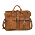 Flight Bag Leather Briefcase - Los Angeles Angels of Anaheim in Tobacco, front view with embossed team logo