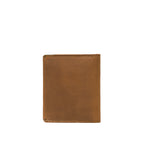 Large Bifold Wallet in Tobacco, closed back view with stitched edges