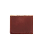 Medium Bifold Wallet in Chestnut, closed back view showing the plain leather and stitched edges