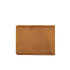 Medium Bifold Wallet in Tobacco, closed back view showing the plain leather and stitched edges