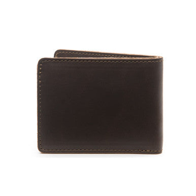 Medium Bifold Leather Wallet in Dark Coffee Brown, closed back view