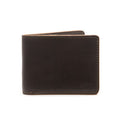 Medium Bifold Leather Wallet in Dark Coffee Brown, closed front view