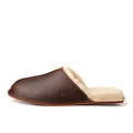 Men's Sheepskin Slipper in Dark Coffee Brown, side view