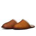 Pair of Men's Sheepskin Slippers in Tobacco, front side view