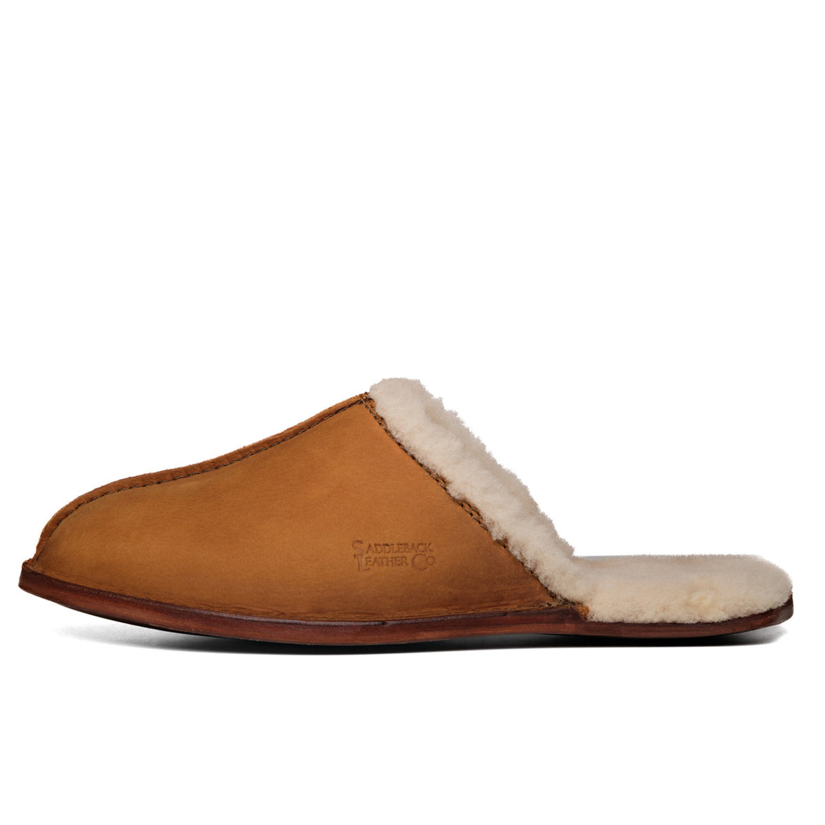 Men's Sheepskin Slipper in Tobacco, side view