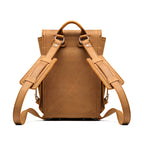 Small Front Pocket Backpack in Tobacco, back view showing the padded shoulder straps and top handle