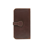 New Big Wallet in Dark Coffee Brown, back view showing strap end