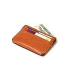 Silverback Front Pocket Leather ID Wallet in English Tan, card slot side holding cards and folded cash