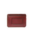 Silverback Front Pocket Leather ID Wallet in Oxblood, back view with empty ID window