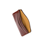 Silverback Front Pocket Leather ID Wallet in Oxblood, fanned open to show card slots and tan interior