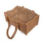 Range and Tool Tote in Tobacco, open-top angled view showing the roomy suede-lined interior