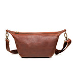 London Sling Small in Chestnut, back view with smooth panel and adjustable strap