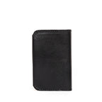 Slim Business Card Holder in Black, back view with stitched edges