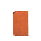 Slim Business Card Holder in English Tan, back view with stitched edges