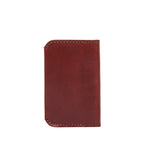 Slim Business Card Holder in Chestnut, back view with stitched edges