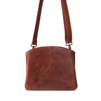 Leather Organizer Crossbody in Chestnut, back view with adjustable strap