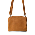 Leather Organizer Crossbody in Tobacco, back view with adjustable strap