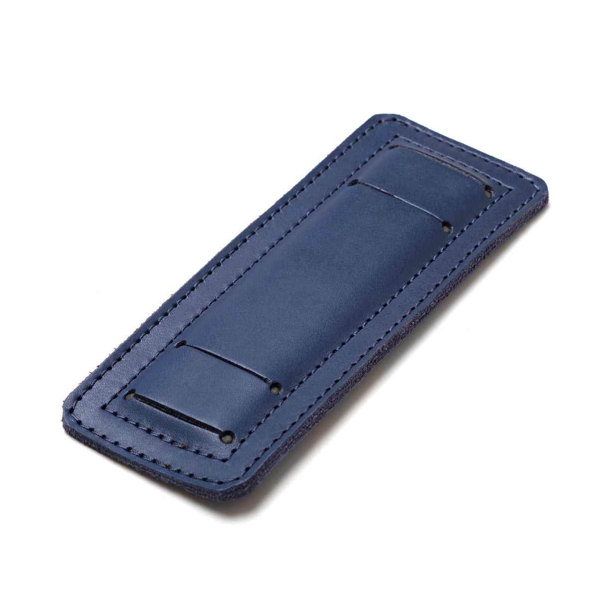 Freedom Collection Extra Shoulder Pad in Blue, angled underside view with strap slots and snaps