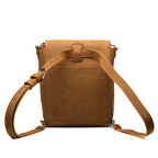 10" Convertible Crossbody in Tobacco, back view with slip pocket and backpack straps