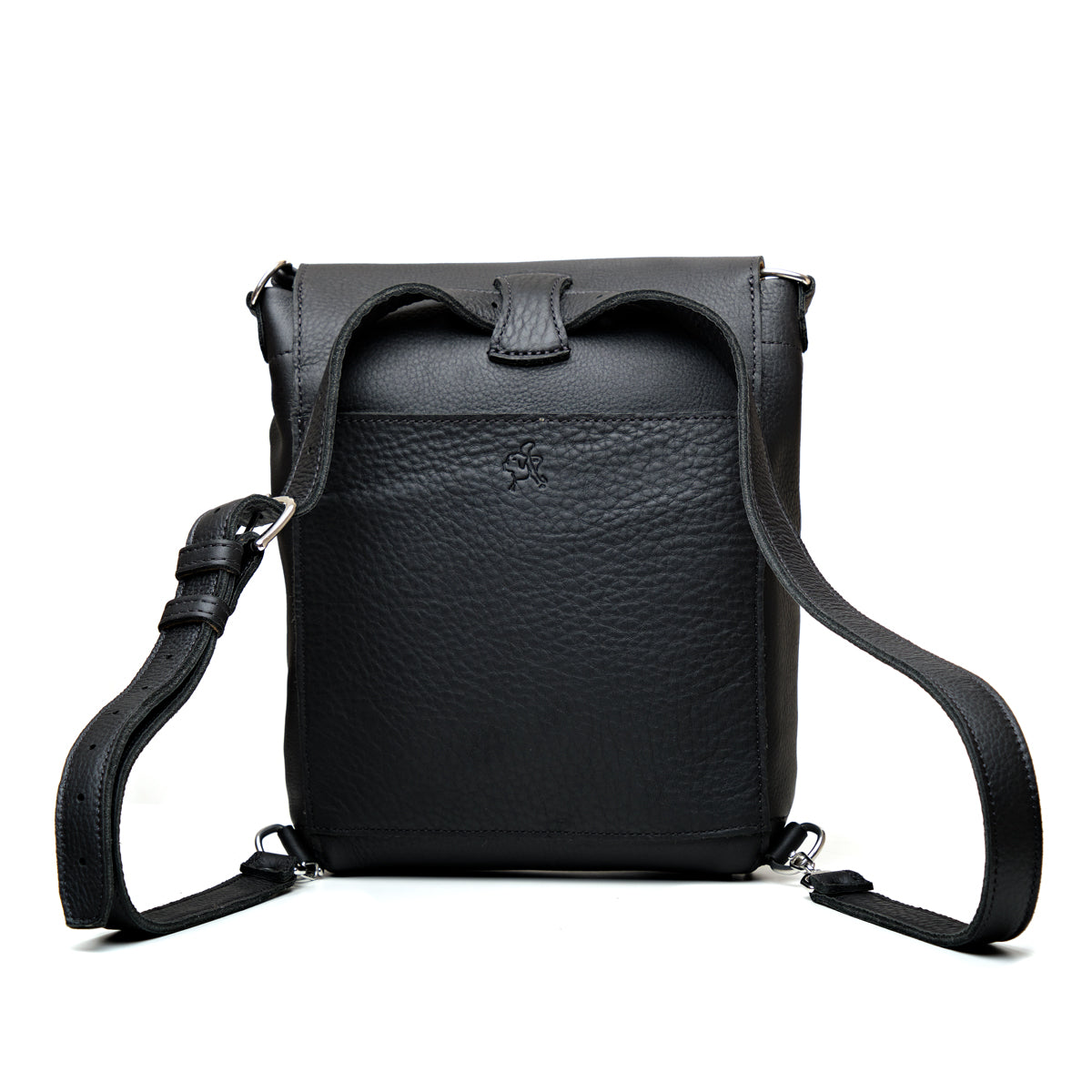 10" Convertible Crossbody in Black, back view with slip pocket and backpack straps